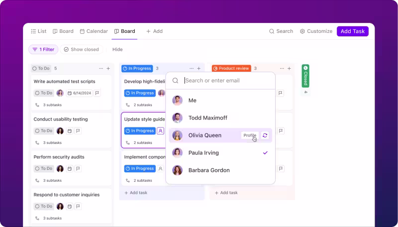 Real-time collaboration on tasks